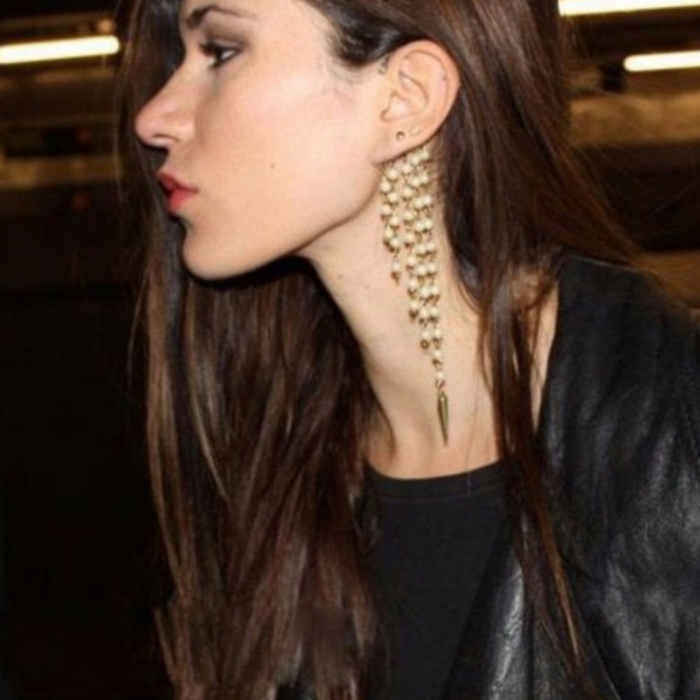 Beaded Chain Spike Left Ear Cuff